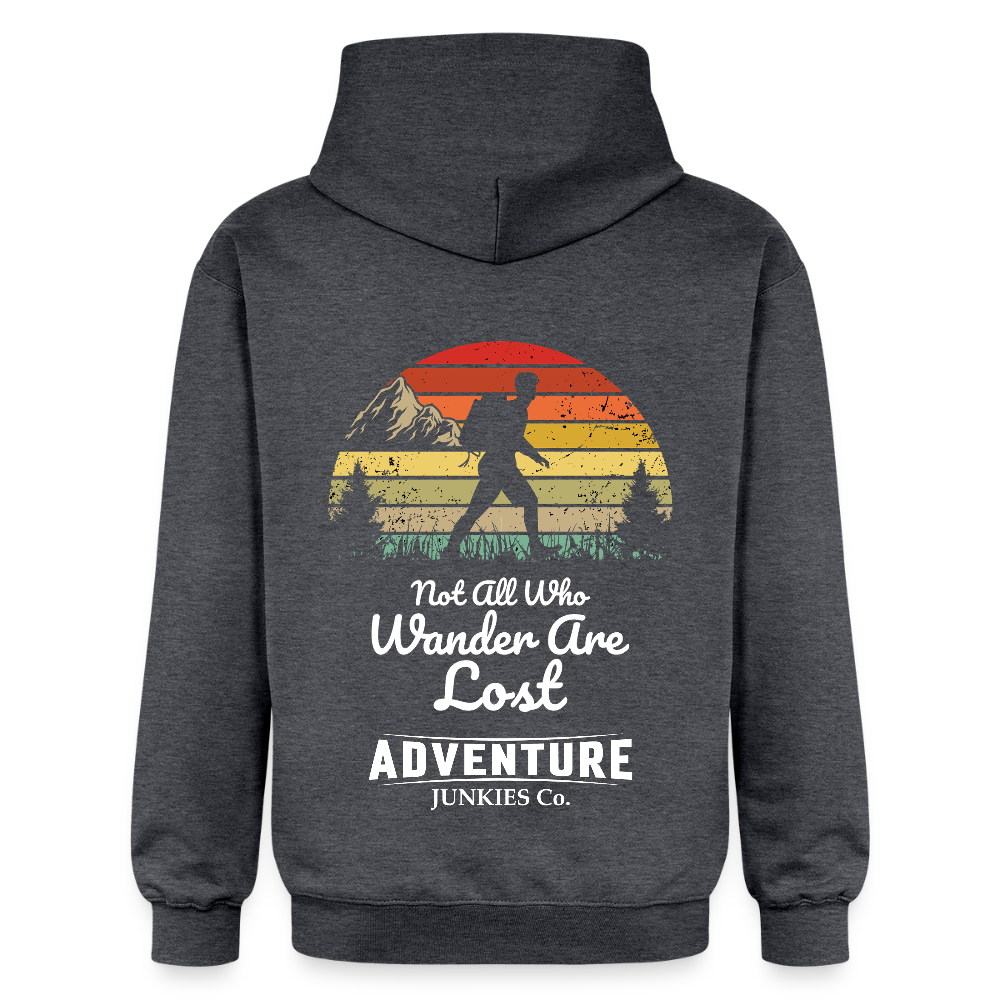 Unisex Midweight Hoodie Dark Heather Grey Not all who wonder Design - dark heather grey
