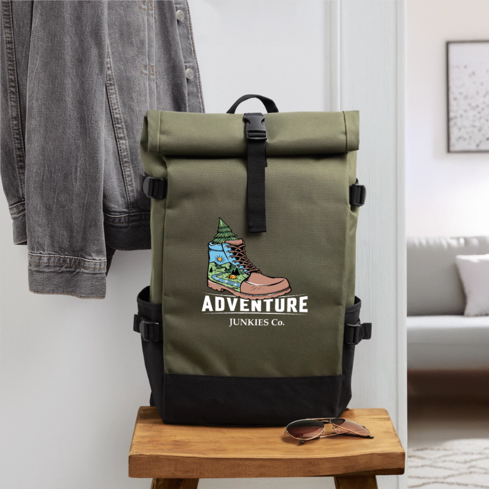 Roll Top Backpack - olive/black