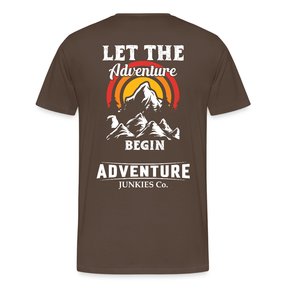 Men’s Premium T-Shirt Let The Adventure Begin Design - noble brown