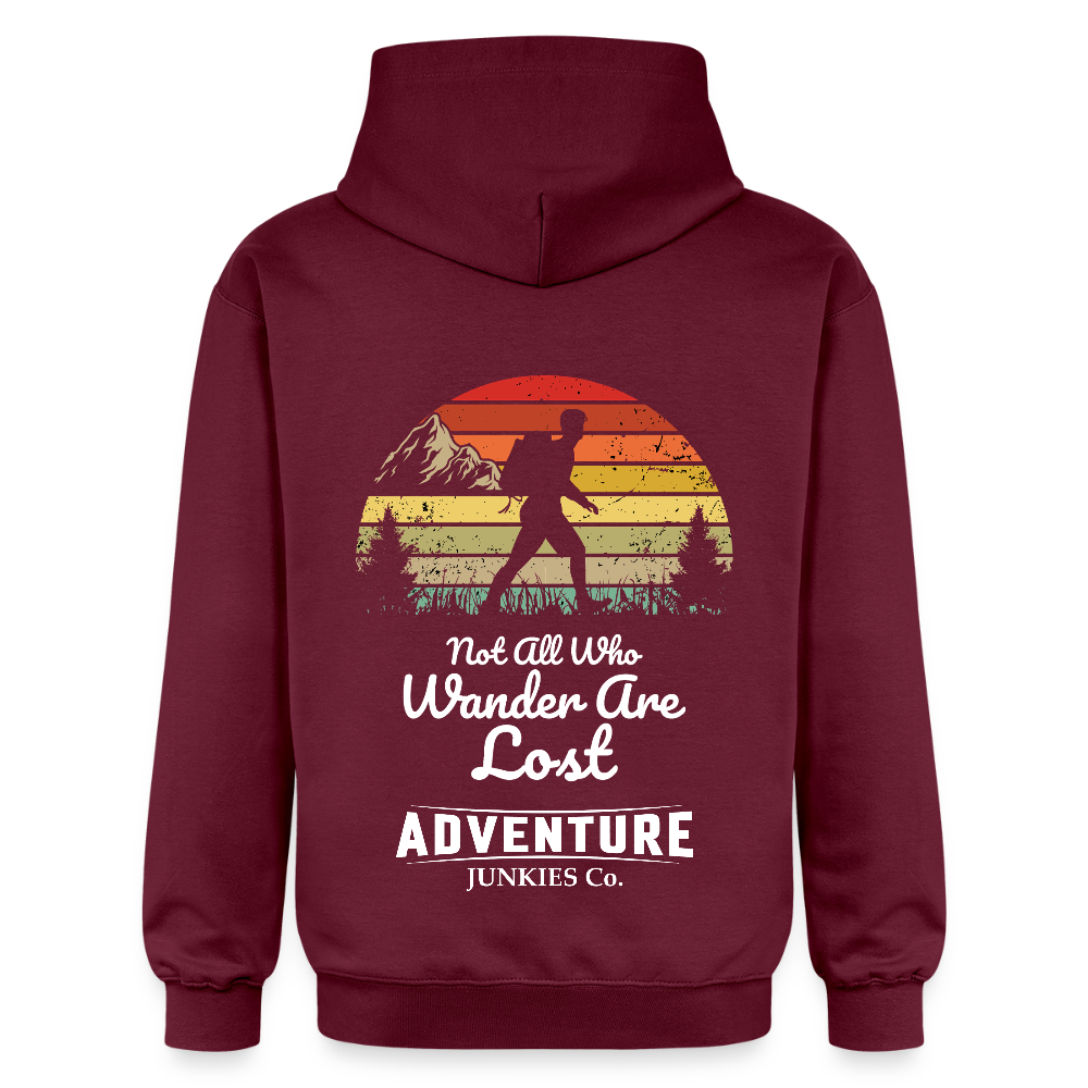 Unisex Midweight Hoodie Maroon Not all who wonder Design - maroon