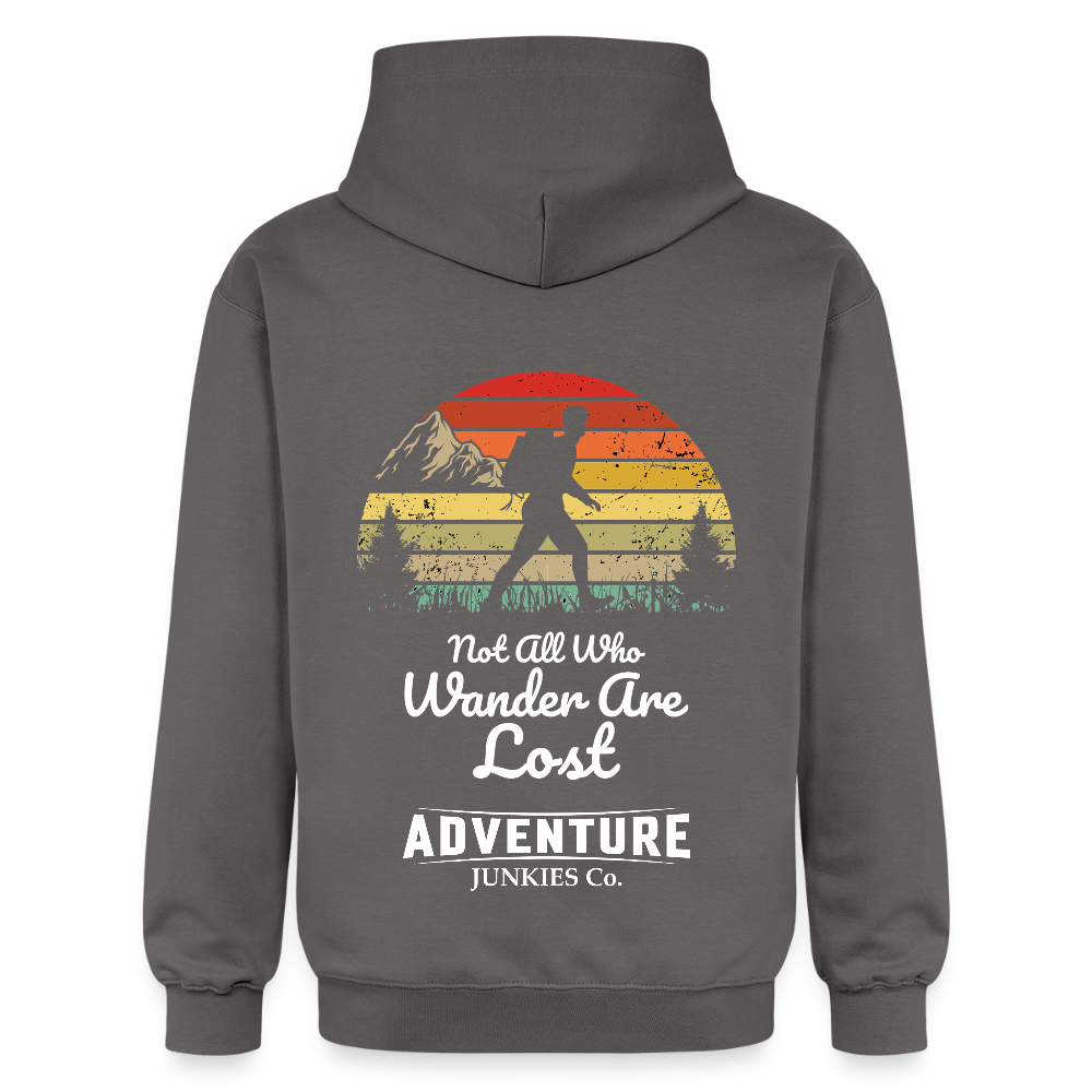 Unisex Midweight Hoodie Dark Grey Not all who wonder Design - dark grey