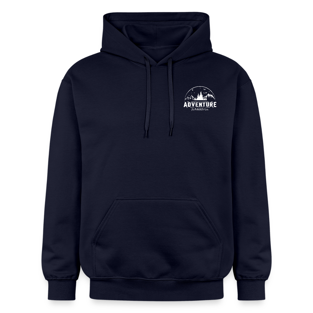Unisex Midweight Hoodie Navy Not all who wander Design - navy