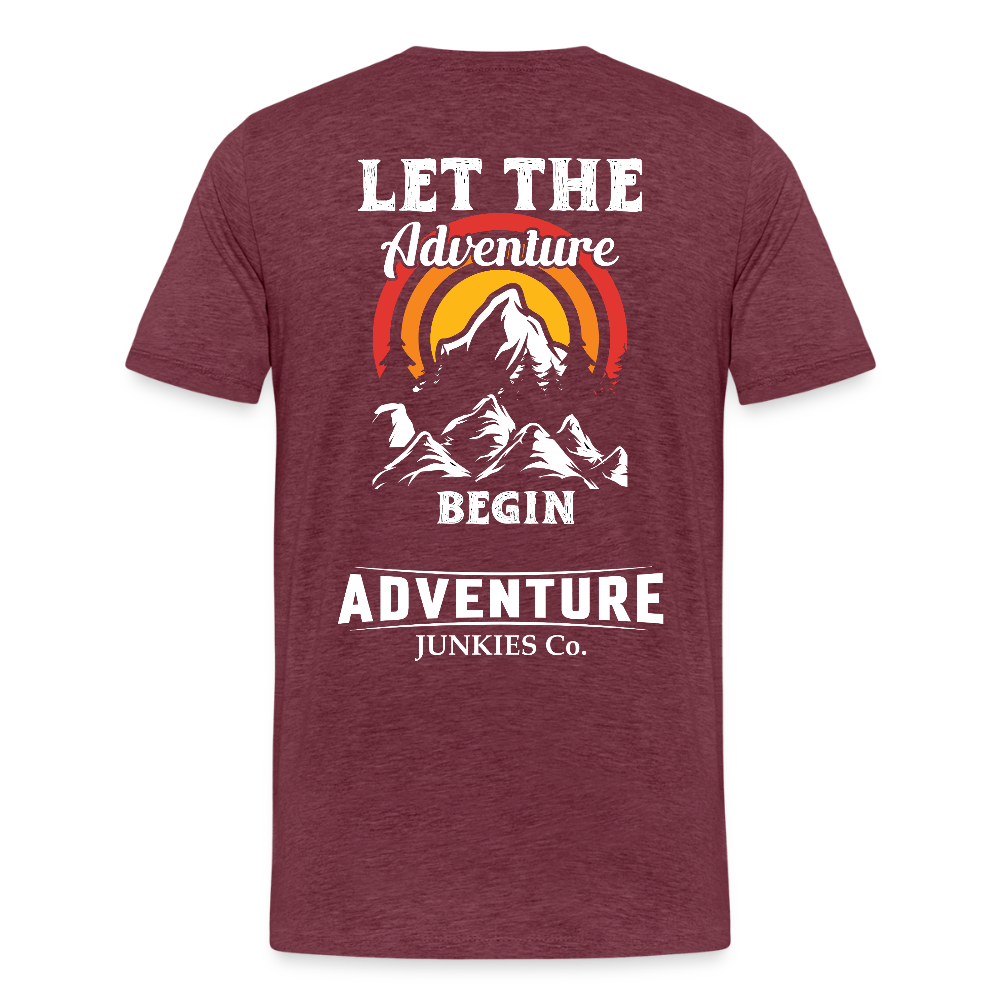 Men’s Premium T-Shirt Let The Adventure Begin Design - heather burgundy