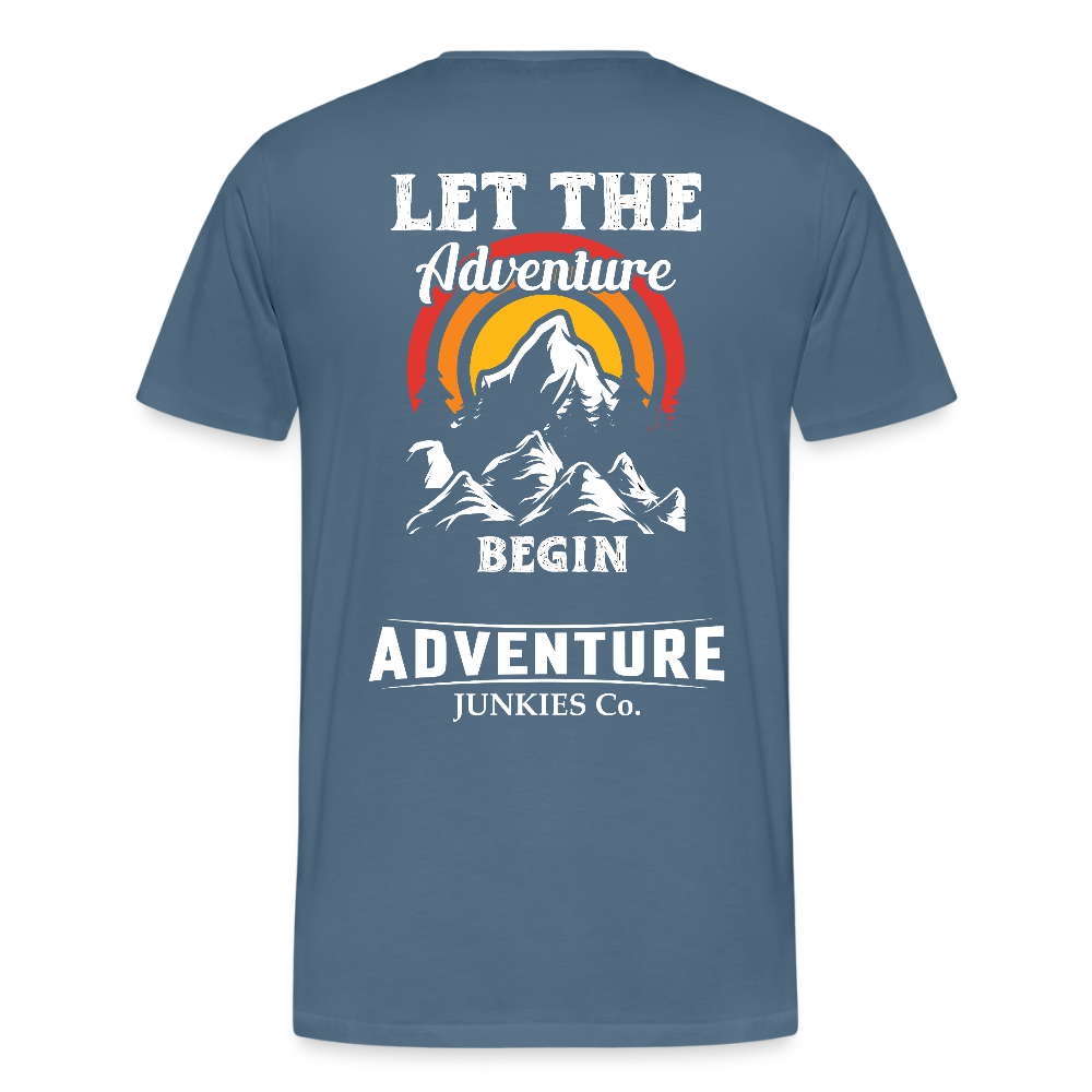 Men’s Premium T-Shirt Let The Adventure Begin Design - steel blue