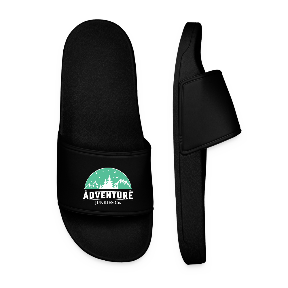 Men’s Pool Sliders Light Green Logo - black
