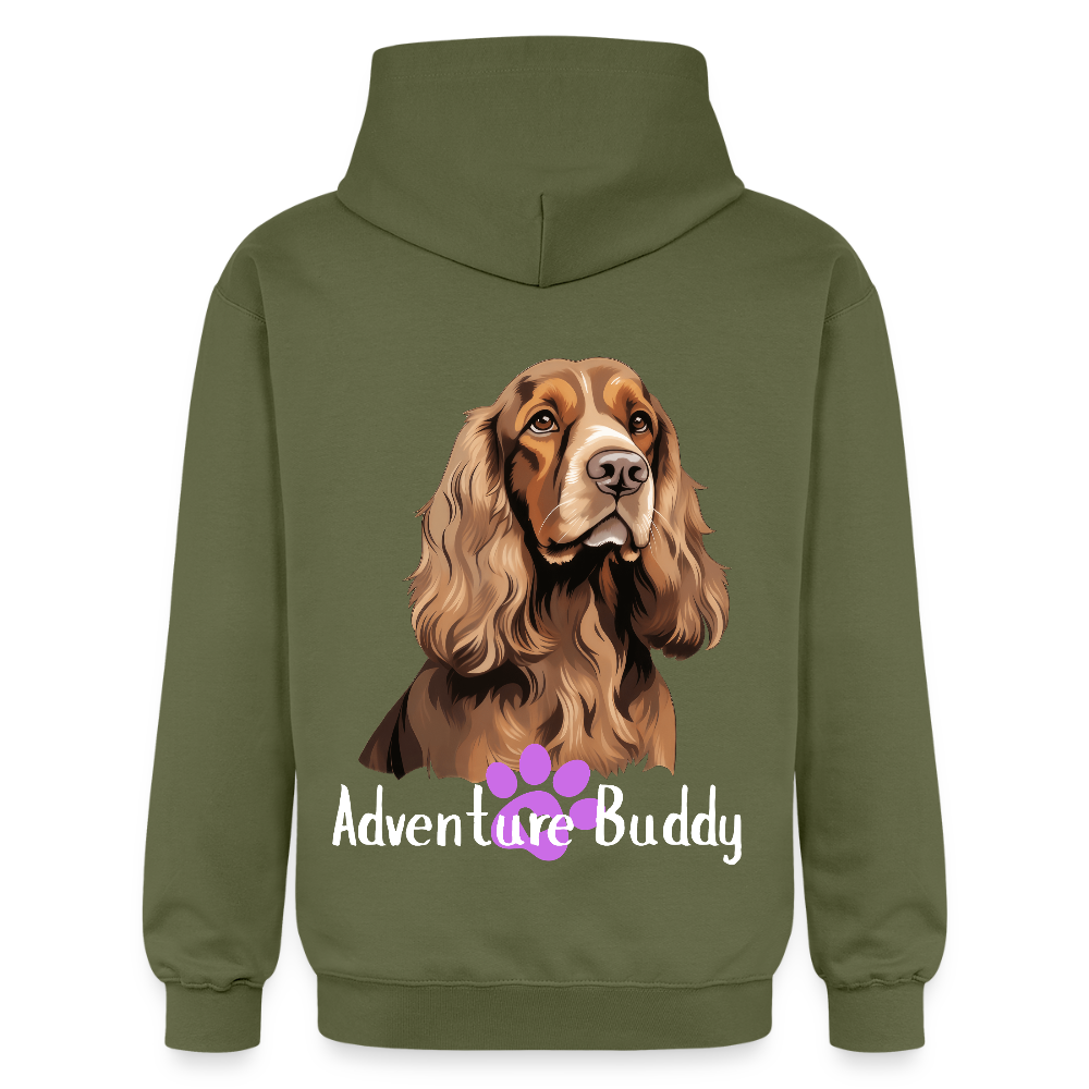Adult  Unisex  Midweight Hoodie  {Customise Breed & Paw} - military green