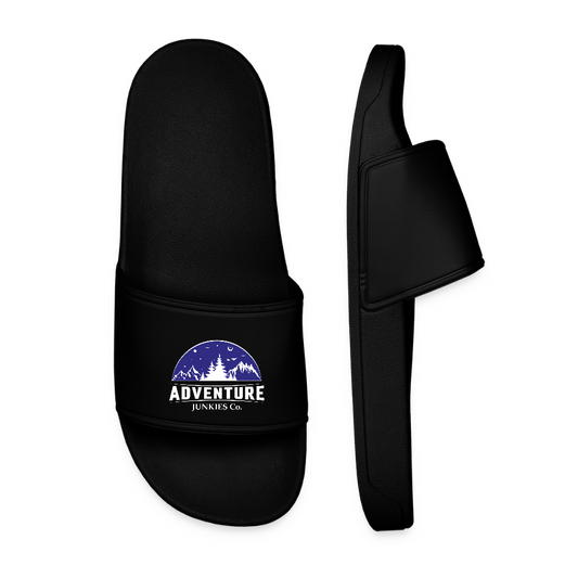 Men’s Pool Sliders Dark Blue Logo - black