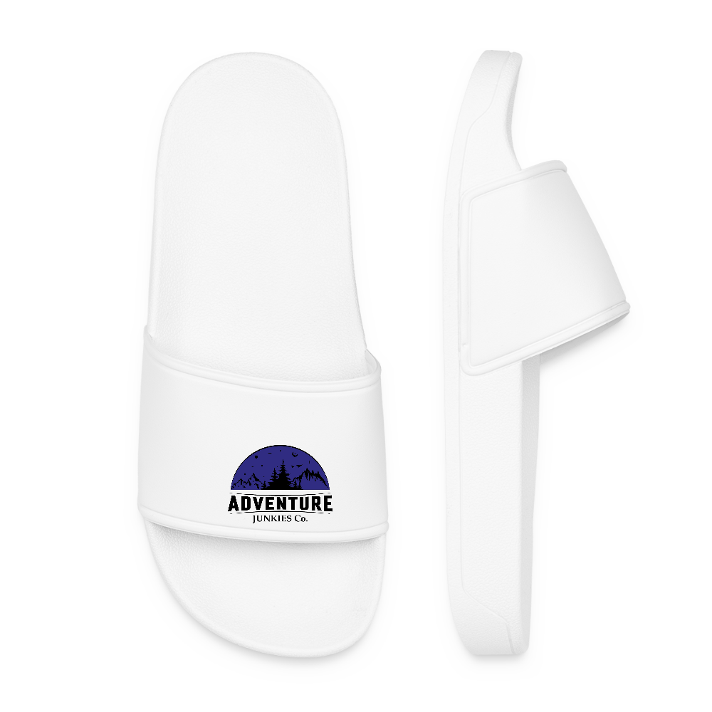 Women’s Pool Sliders Dark Blue Logo - white