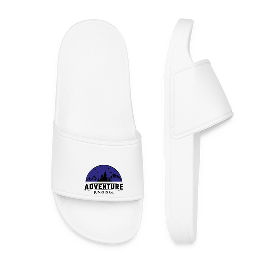Women’s Pool Sliders Dark Blue Logo - white