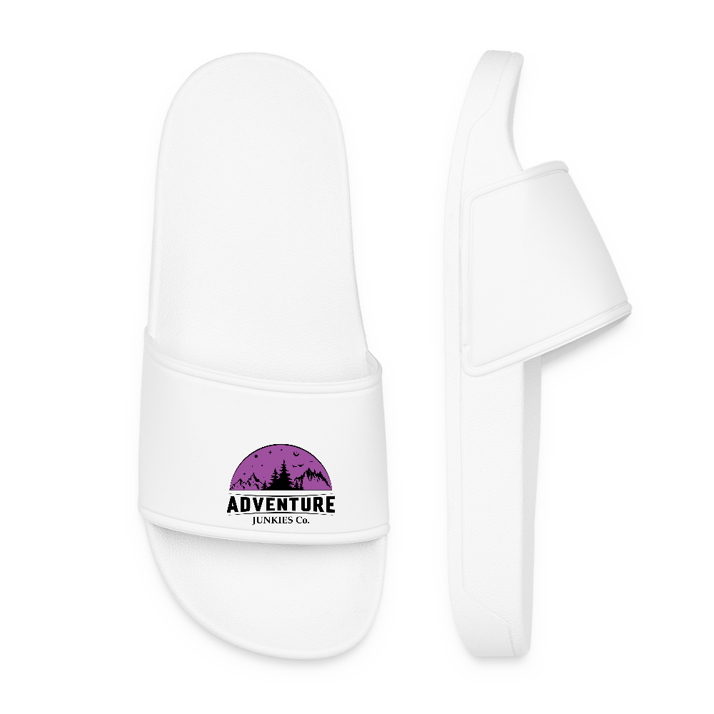 Women’s Pool Sliders Purple Logo - white