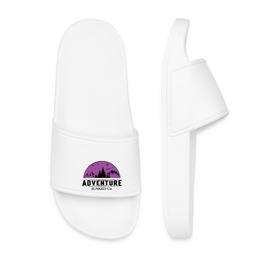 Women’s Pool Sliders Purple Logo - white