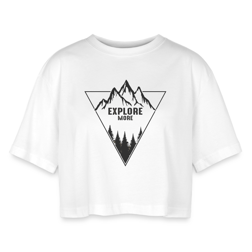 Women’s Oversized Cropped T-Shirt Hiking - white