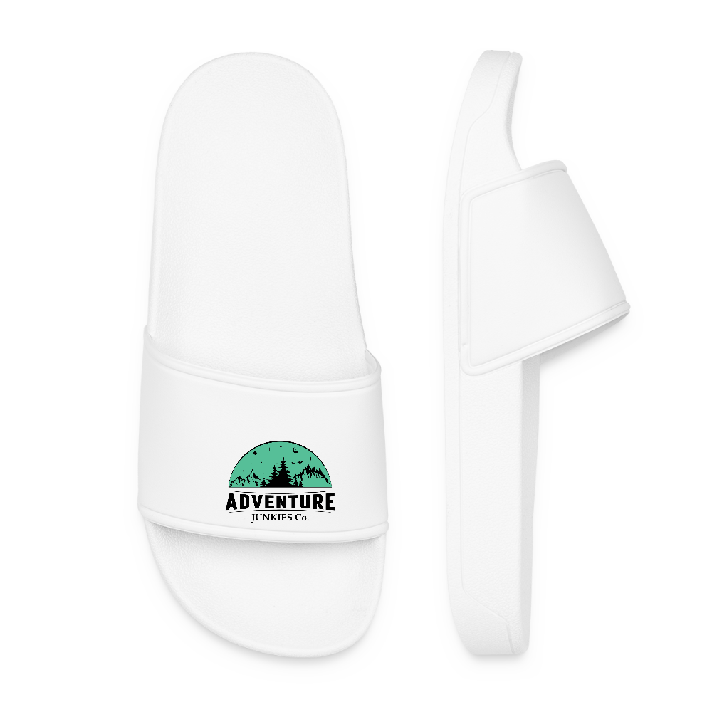 Women’s Pool Sliders Light Green Logo - white