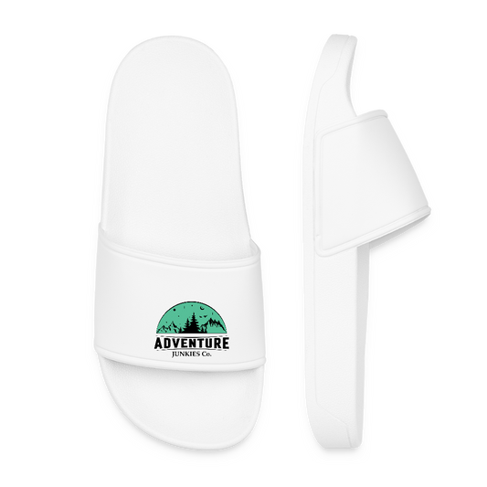 Women’s Pool Sliders Light Green Logo - white
