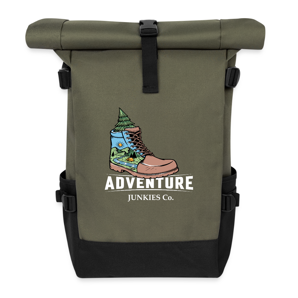 Roll Top Backpack - olive/black