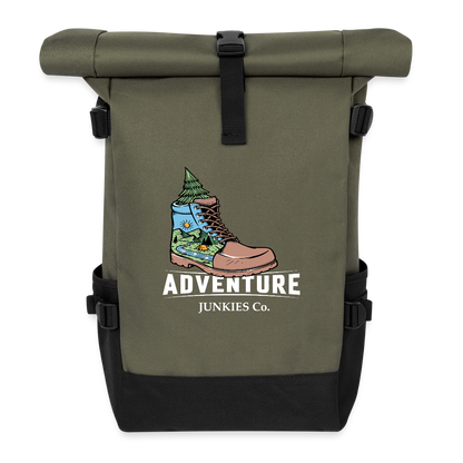Roll Top Backpack - olive/black