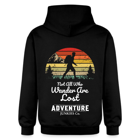 Unisex  Midweight Hoodie   Black   Not all who wander Design - black