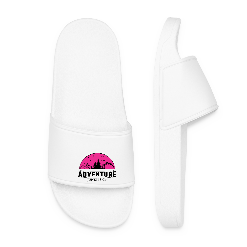 Women’s Pool Sliders Pink Logo - white