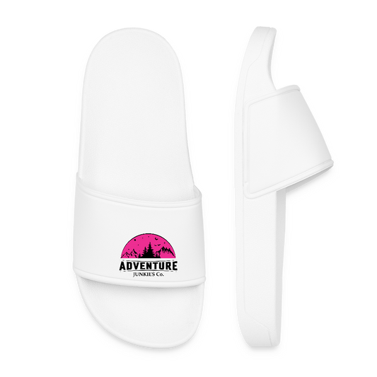 Women’s Pool Sliders Pink Logo - white