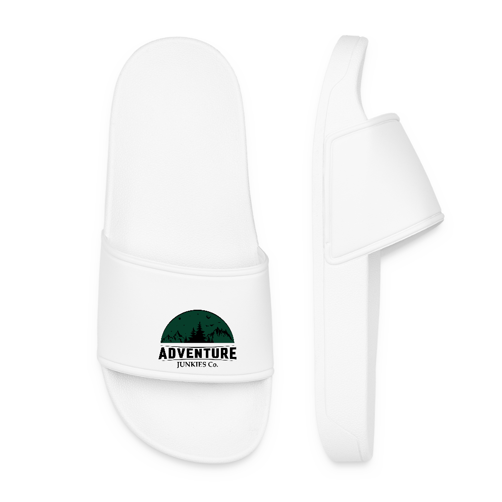 Women’s Pool Sliders Dark Green Logo - white