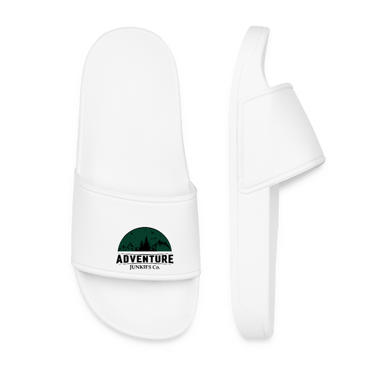 Women’s Pool Sliders Dark Green Logo - white