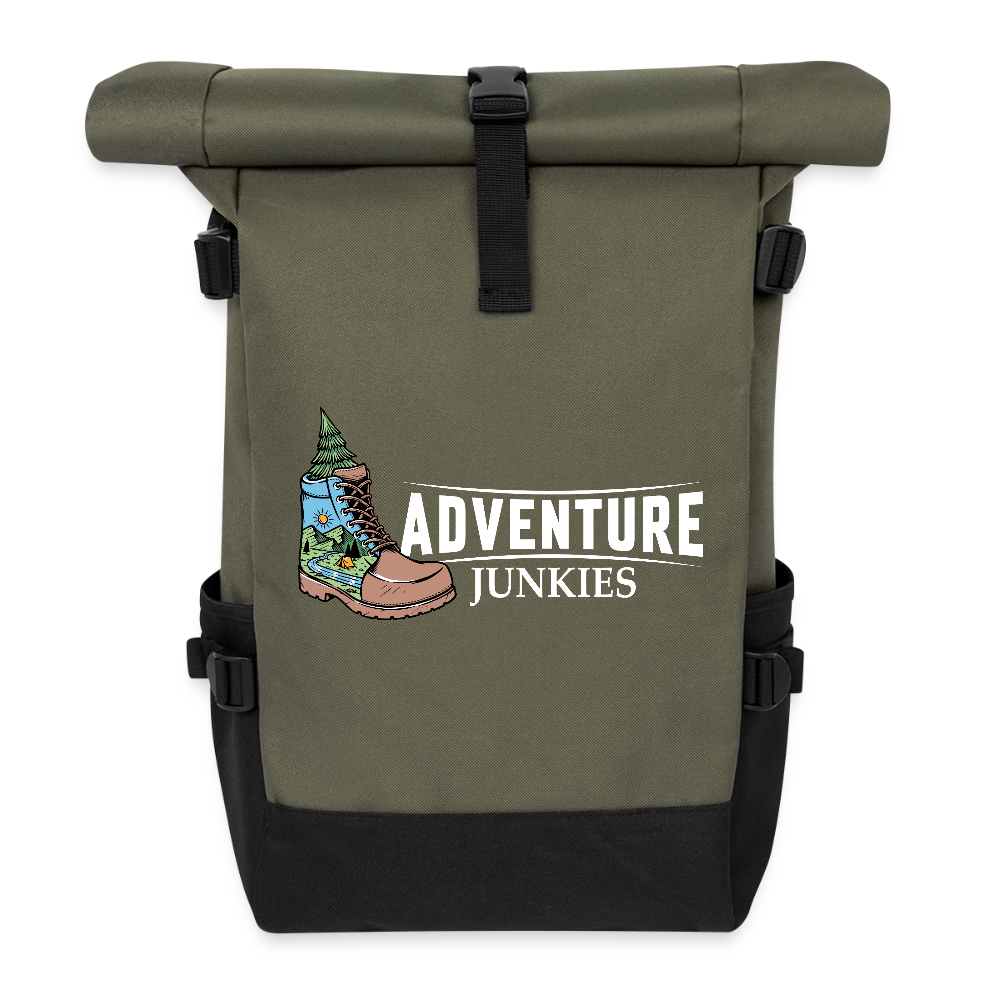 Roll Top Backpack - olive/black