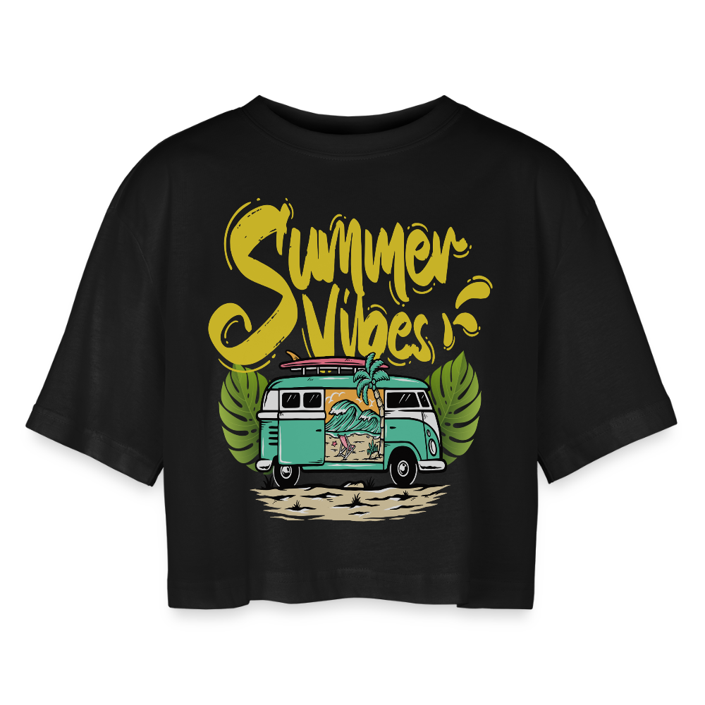 Women’s Oversized Cropped T-Shirt - black