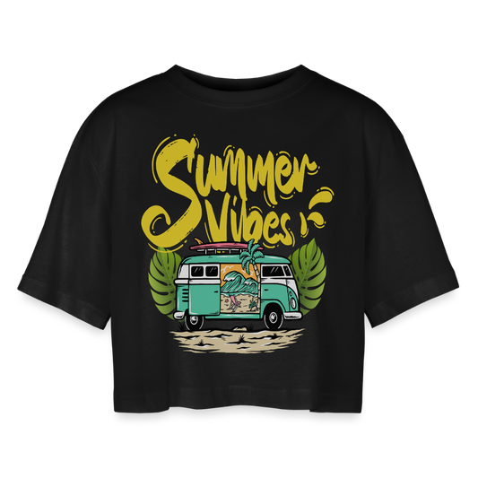 Women’s Oversized Cropped T-Shirt - black