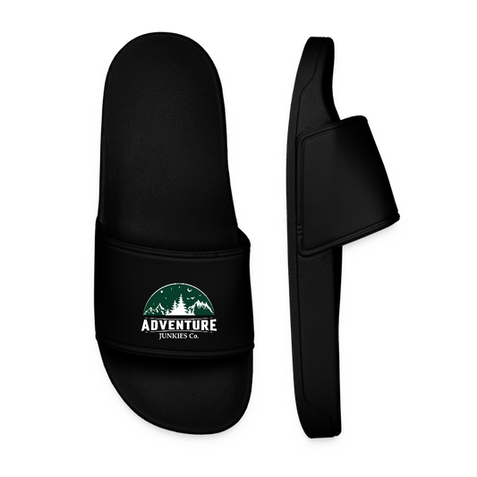 Men’s Pool Sliders Dark Green Logo - black