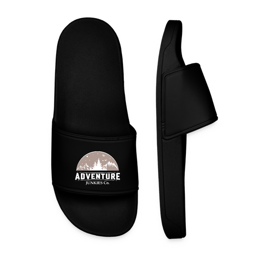 Men’s Pool Sliders Brown Logo - black