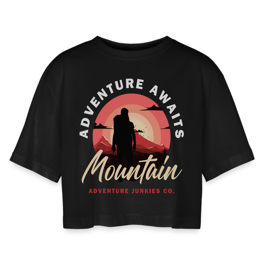 Women’s Oversized Cropped T-Shirt - black