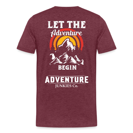 Men’s Premium T-Shirt Let The Adventure Begin Design - heather burgundy