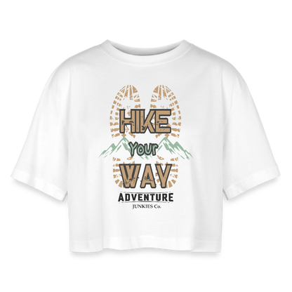 Women’s Oversized Cropped T-Shirt Hiking - white