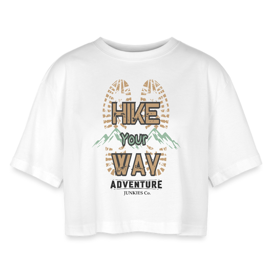 Women’s Oversized Cropped T-Shirt Hiking - white
